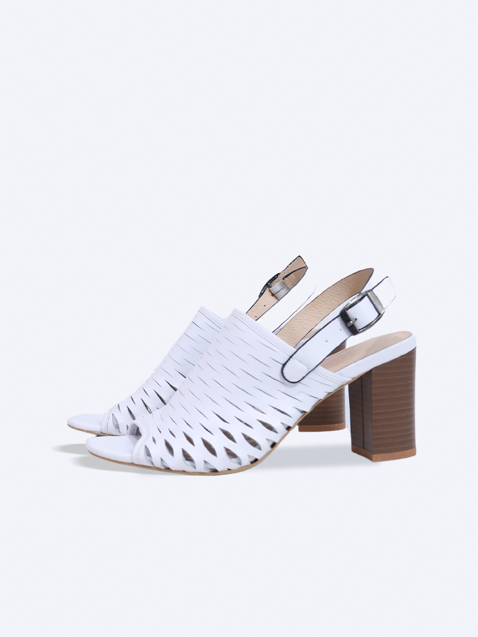 Giày Sandal gót trụ 7cm da thật cắt lazer SE01- SALSA