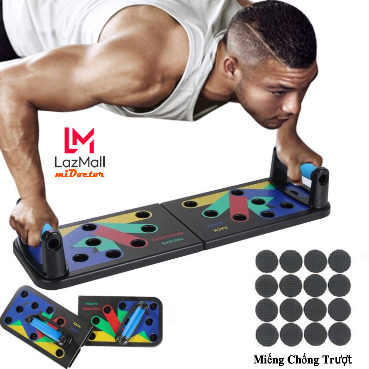 Dụng Cụ Hít Đất 22in1- Dụng Cụ Chống Đẩy 20 lỗ – Cải Tiến Tháo Rời - Nhiều Nút, Nhiều Bài Tập Hơn – mi03