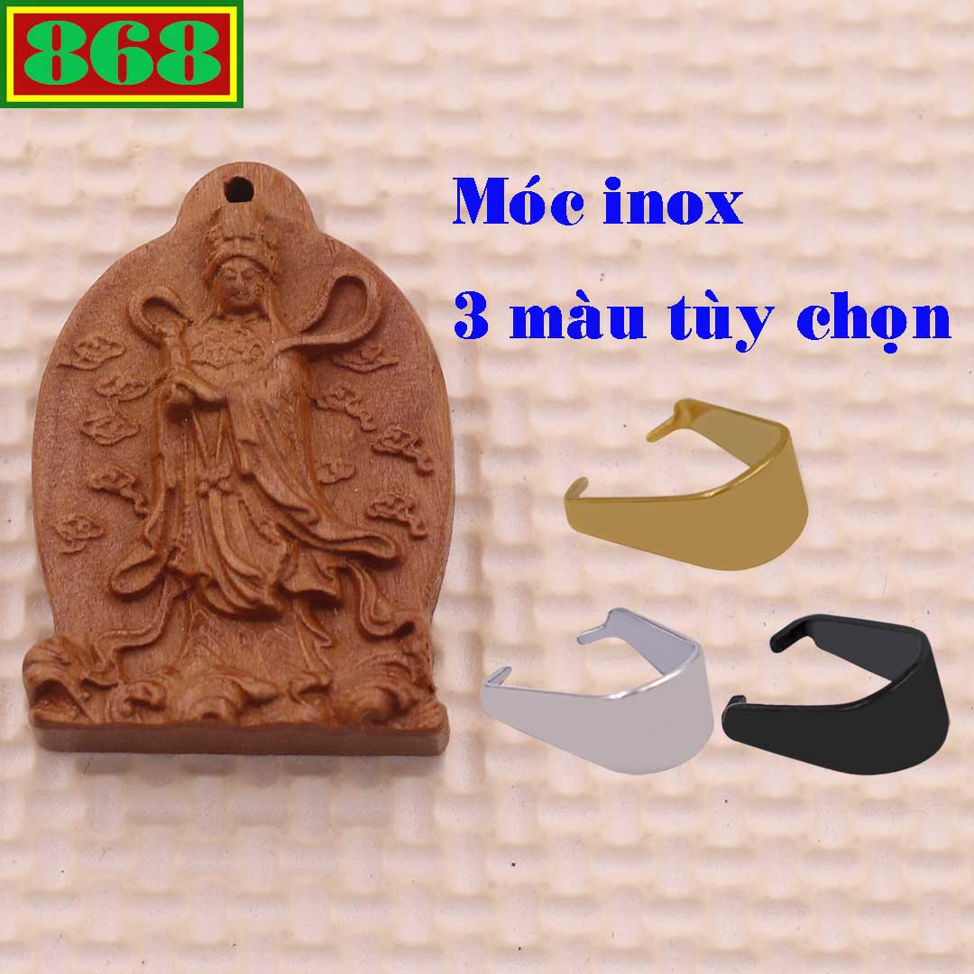 Mặt dây chuyền Thiên hậu thánh mẫu gỗ đào kèm móc inox, mặt dây chuyền Ma tổ, mặt dây chuyền Thánh mẫu, mặt dây chuyền gỗ