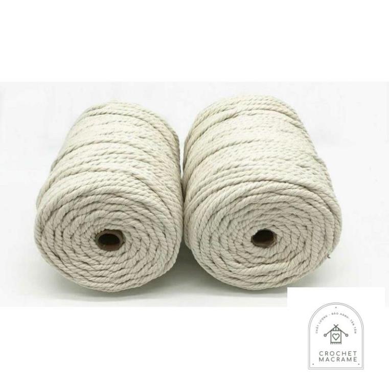 Dây thừng cotton màu se macrame 3 xoắn thắt Macrame size 3mm,5mm