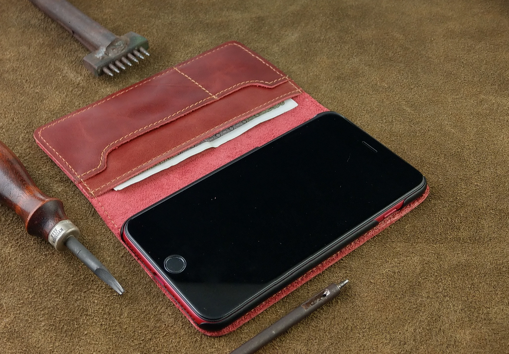 Bao Da Iphone 7 Plus 8 Plus Handmade Da Bò Thật