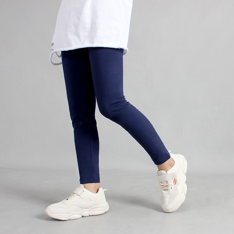 21_40kg Quần legging dài trơn cho bé gái chất thun cotton xuất dư co dãn 4 chiều mềm mịn