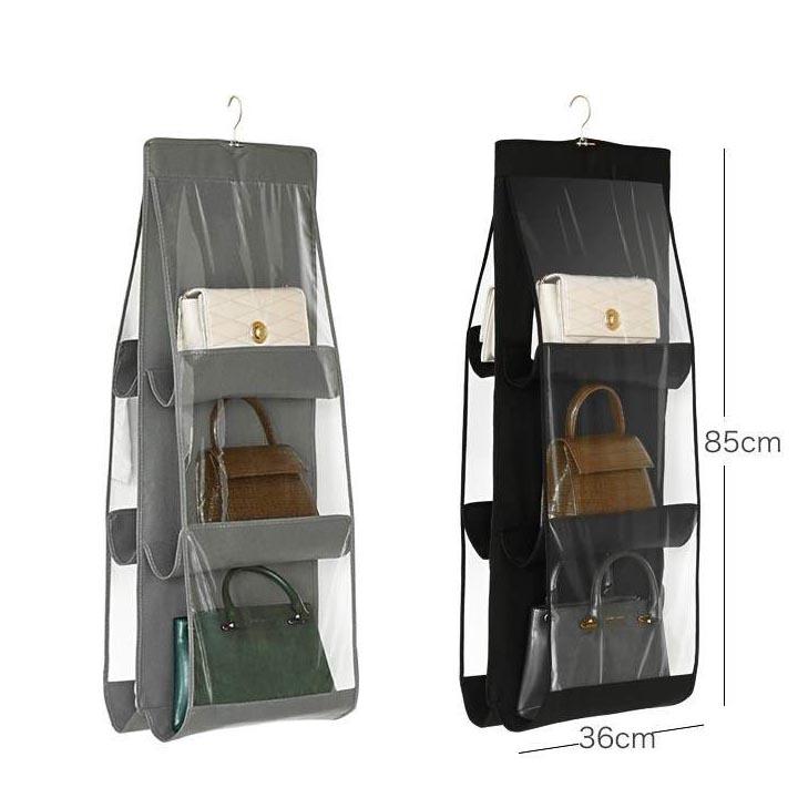 Túi treo giỏ xách 6 ngăn tiện dụng, giá treo túi xách 3 tầng bằng vải chống bụi, cho túi xách luôn mới đẹp, tui treo gio xach 6 ngan tien dung, gia treo tui xach 3 tang bang vai chong bui, cho tui xach luon moi dep