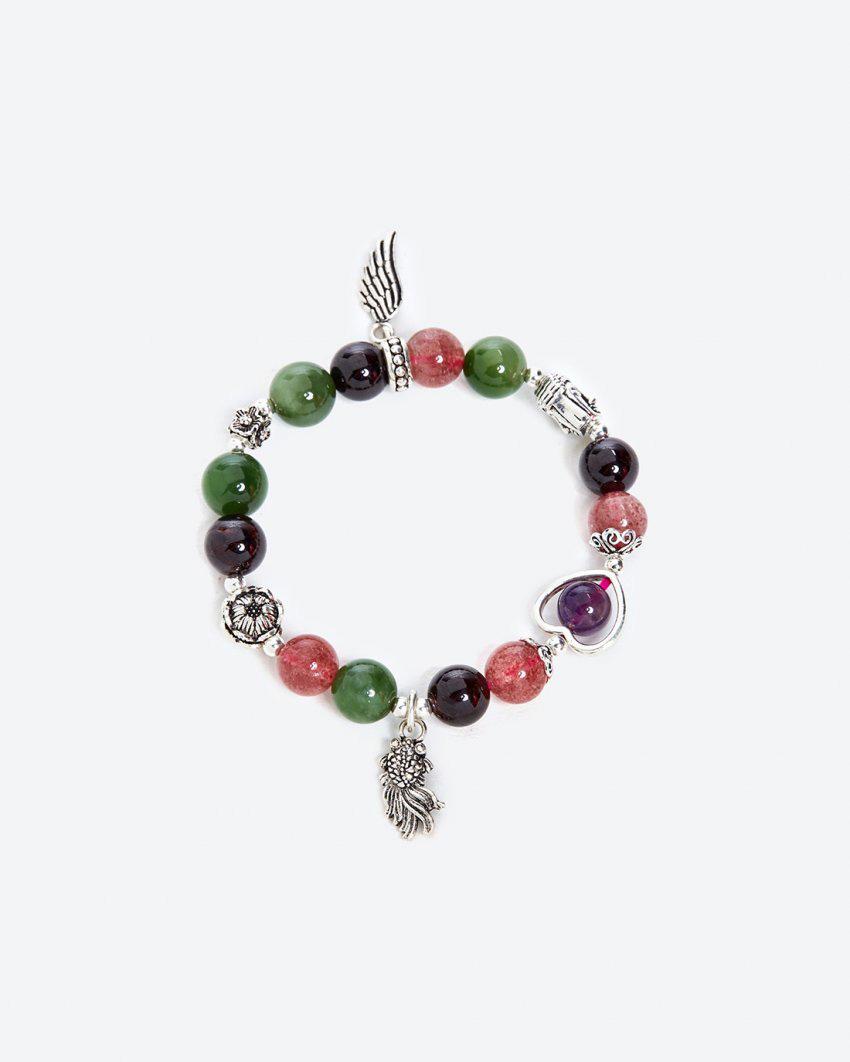 Vòng tay đá thiên nhiên đa sắc phối charm bạc 10mm - ngọc quý gemstones