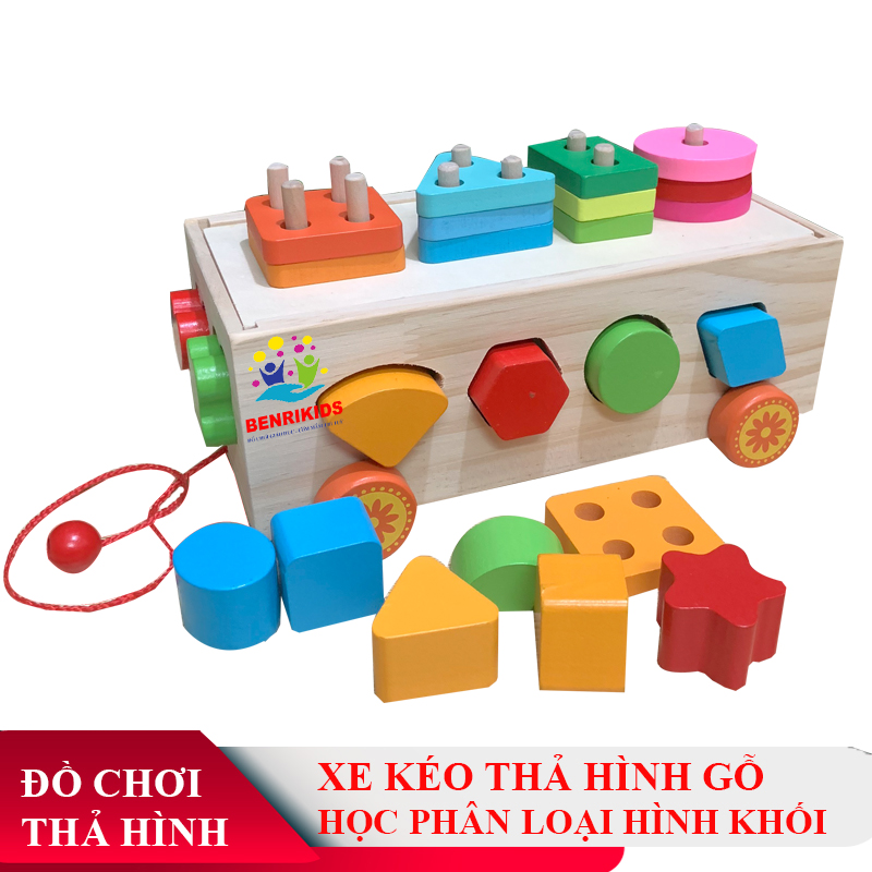 Đồ Chơi Gỗ Thông Minh Cho Bé, Xe Kéo Thả Hình Cho Bé Vừa Chơi Vừa Học Về Hình Khối Và Số Đếm, Đồ Chơi Đàn Xylophone, Đồ Chơi Montessori