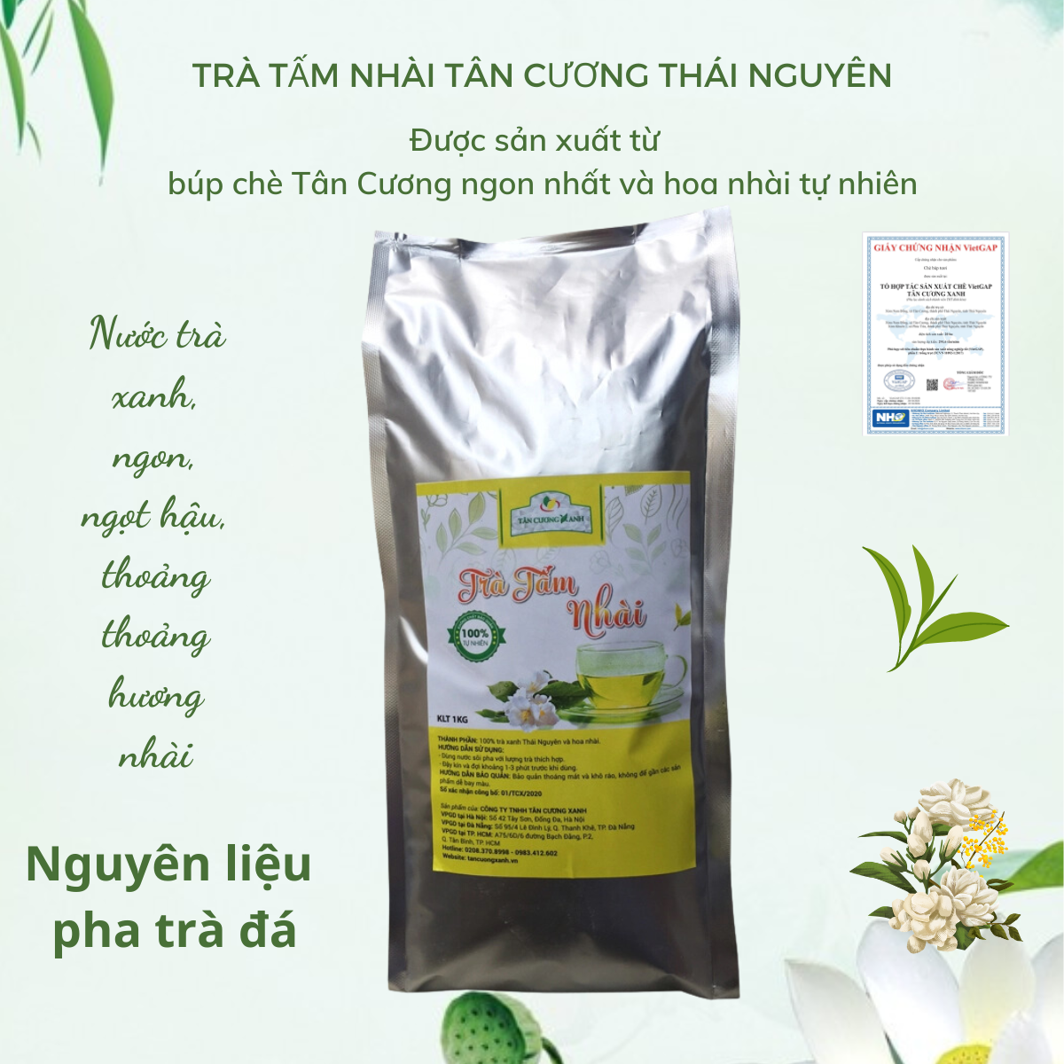 Trà tấm nhài 1kg- chè tân cương, thái nguyên, ngon sạch chuẩn vietgap