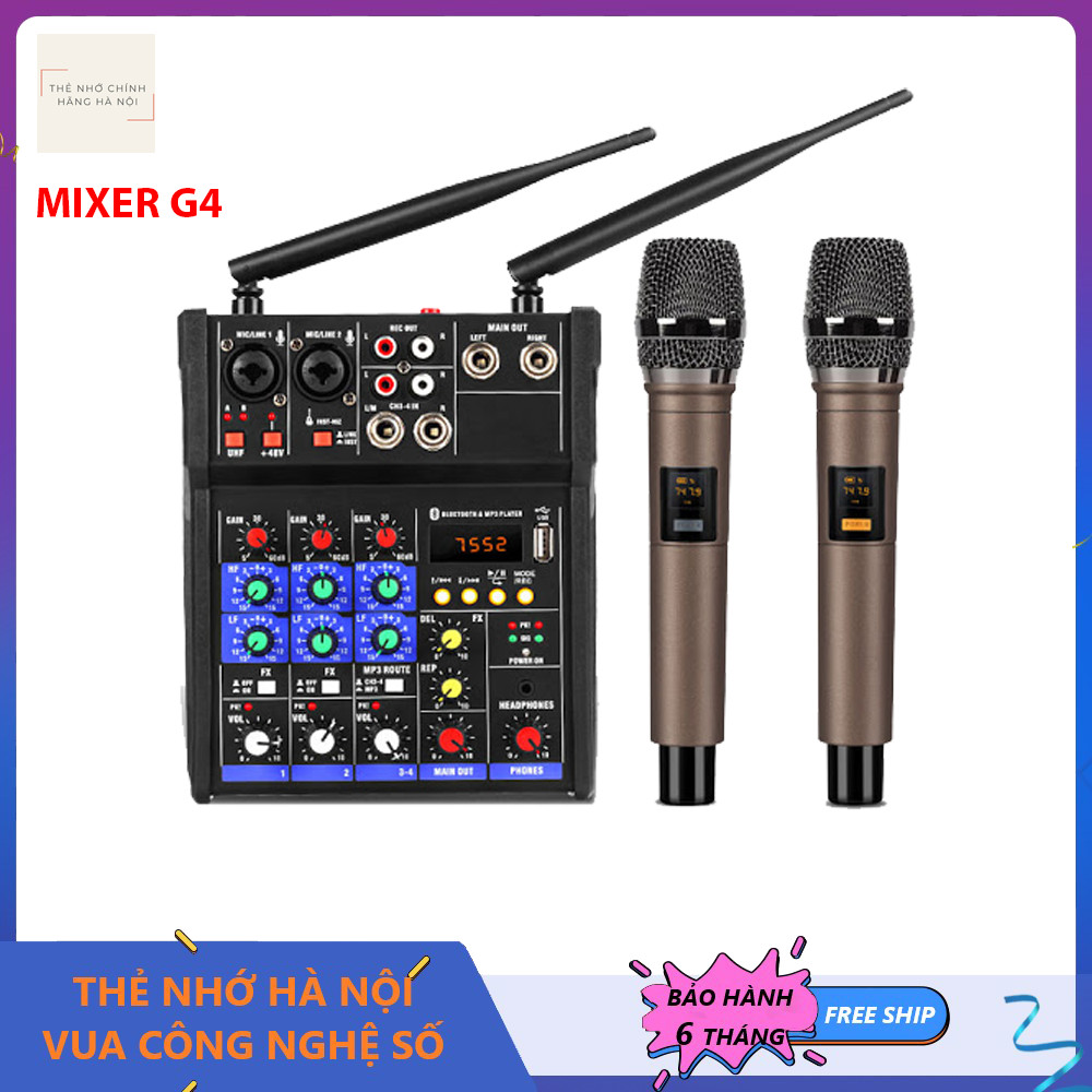 Mixer Yamaha G4 USB - Tặng Kèm 2 Micro Không Dây Chất Lượng Cao - Mixer Chuyên Karaoke, Thu Âm, Livestream Cao Cấp - bộ mixer trộn âm thanh, Mixer cao cấp, bộ Mixer khuếch đại tiền âm thanh, Mixer Yamaha - Hàng nhập khẩu - Bảo hành 6 Tháng