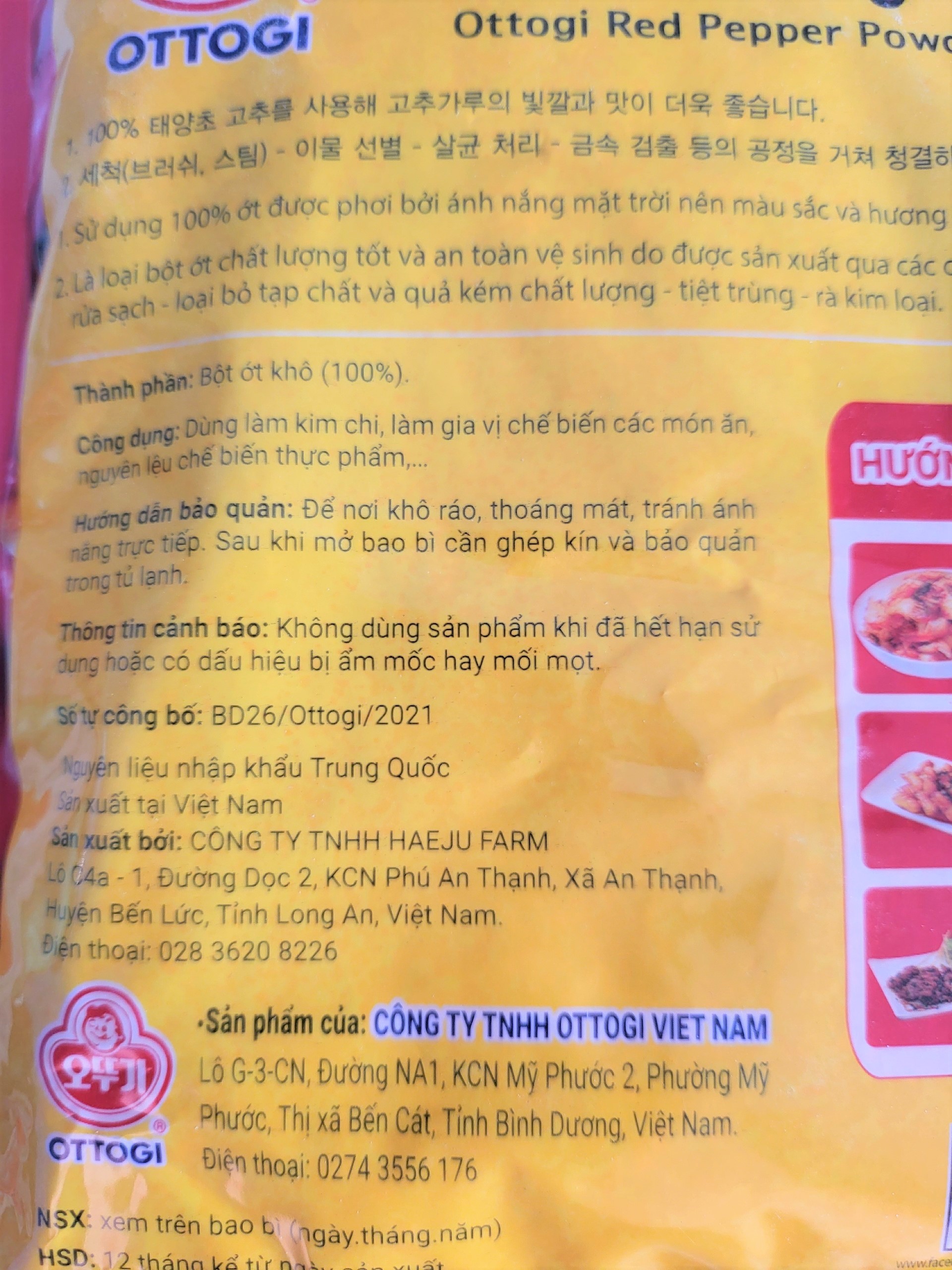 [Gói 500g] BỘT ỚT VẢY (100% Ớt tươi – Phơi khô tự nhiên) [VN] OTTOGI Red Pepper Powder