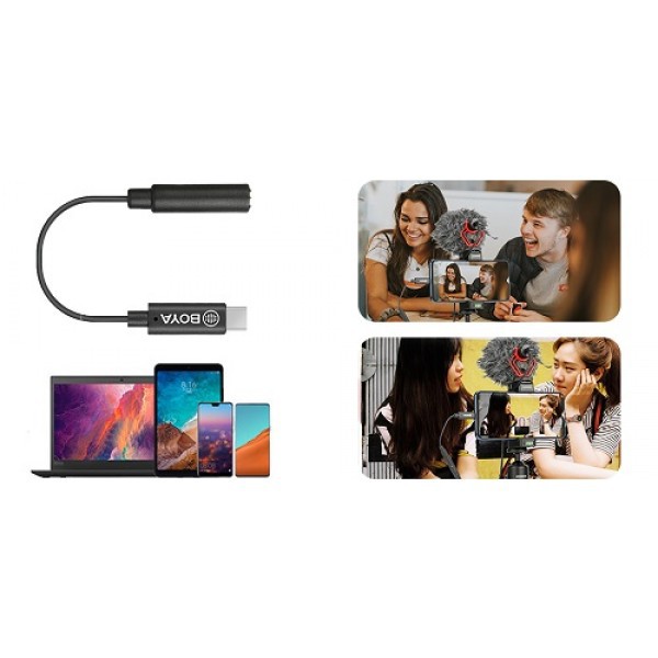 Cáp chuyển đổi cổng 3.5mm TRRS (Tip/Ring/Ring/Sleeve) [4 chấu] sang TYPE-C cho Android Boya BY-K4 [Hàng chính hãng]