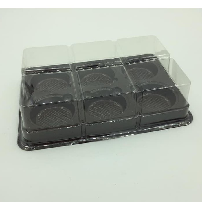 Khay Đen 6 Bánh Đựng Bánh 60 - 80gr - Combo 10 Khay