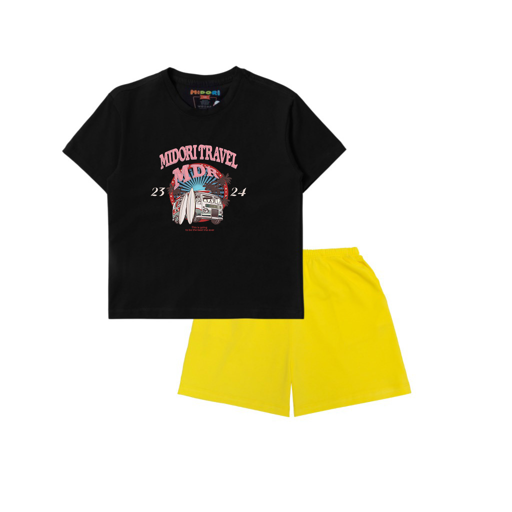 Bộ Quần áo thun cotton ngắn tay Vintage2 cho bé trai, bé gái mặc nhà mùa hè size đại trẻ em 2, 3, 5, 6, 8, 10 t
