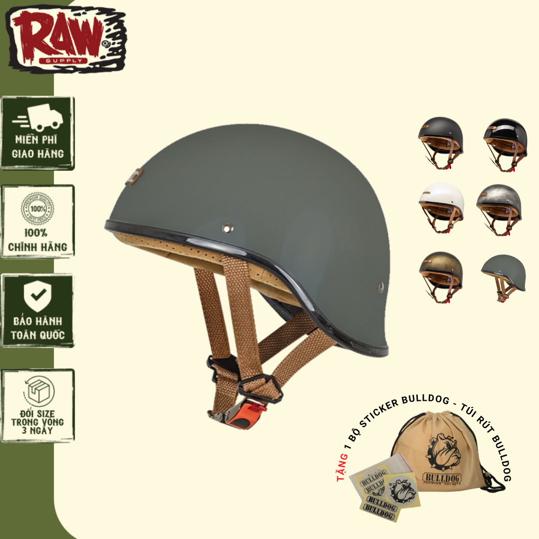 Mũ bảo hiểm nửa đầu Bulldog Gangz nón bảo hiểm 1/2 màu sắc cơ bản chất lượng cao Arrow