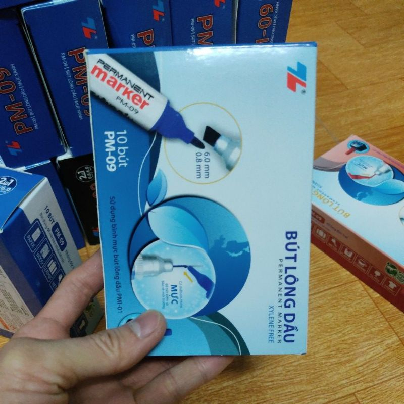 (Hộp 10 cây DẠ TO) bút lông dầu THIÊN LONG PM09