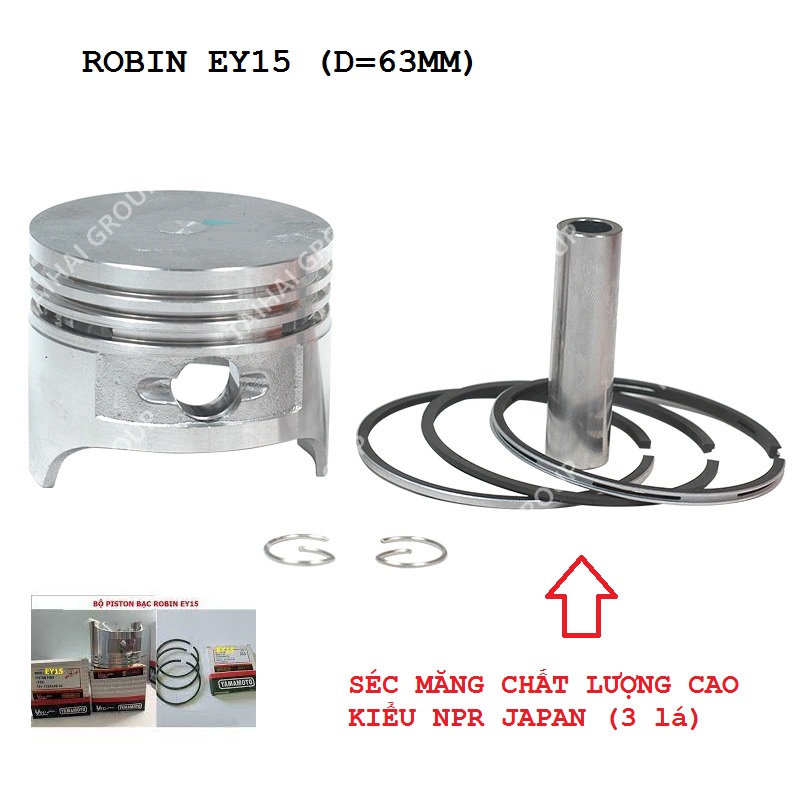 Pit tông bạc séc măng máy Robin EY15 EY20