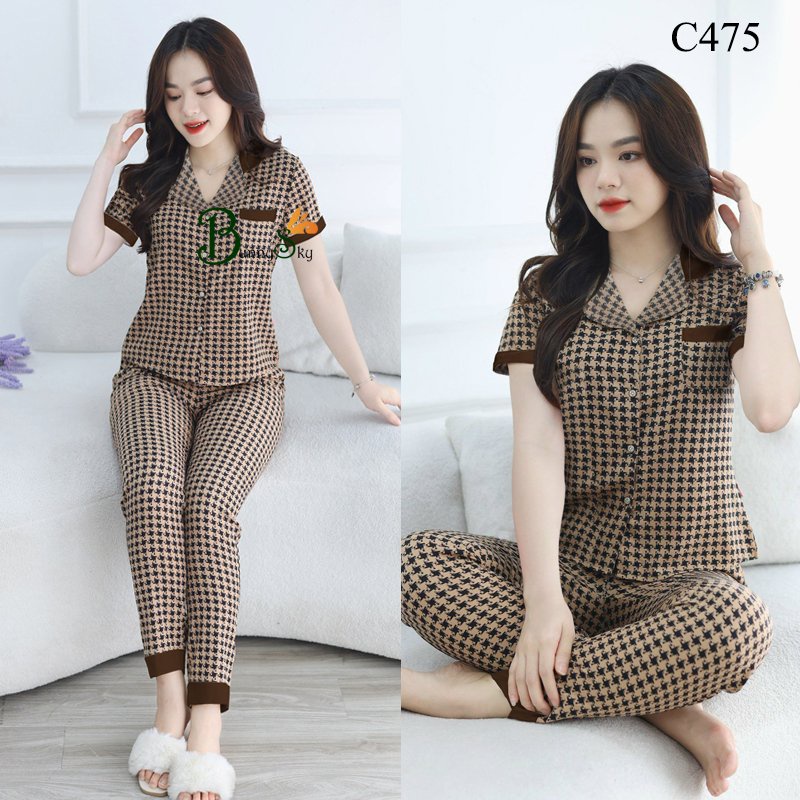 (BunnySky) Đồ bộ mặc nhà, quần áo nữ mẫu pizama lụa, chất lụa mềm mịn nhiều mầu để lựa chọn