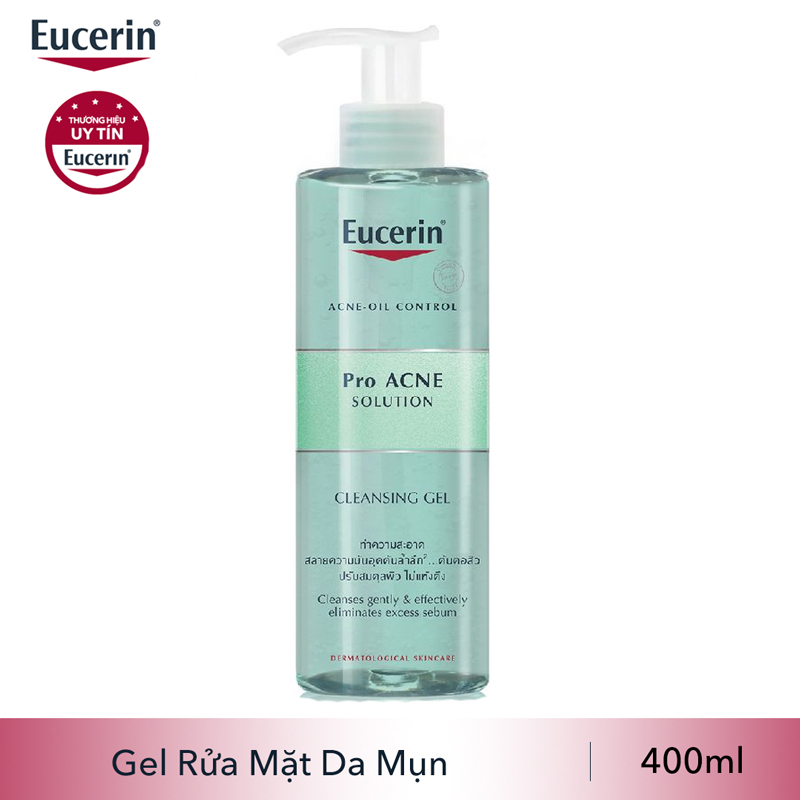 [HCM]Eucerin Pro ACNE Solution Cleansing Gel: Gel Rửa Mặt Da Mụn (400 ml)