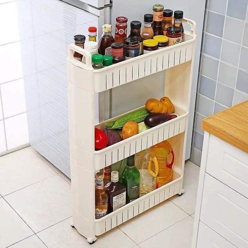 Kệ Để Chai Lọ 3 Tầng Có Bánh Xe