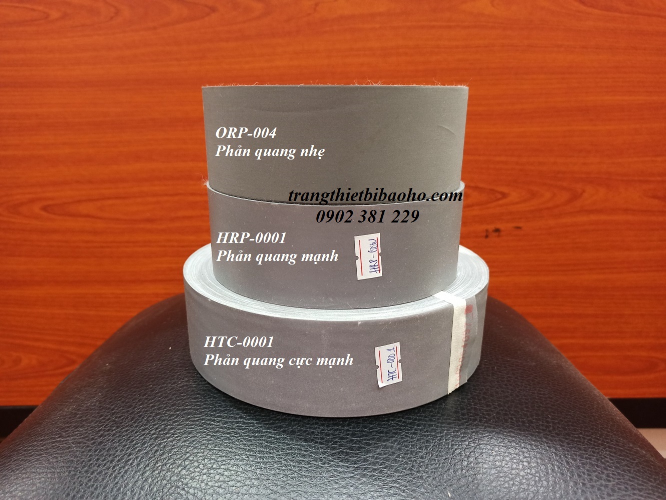 Cuộn dây phản quang vải Poly màu xám khổ 5cm x 100m - 3 cấp độ phản quang