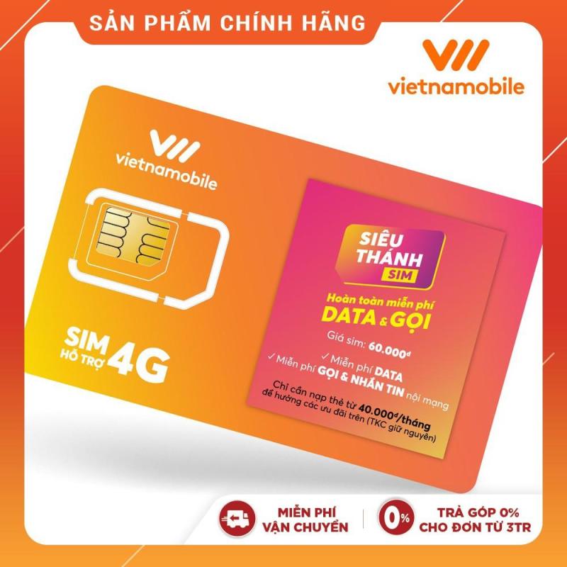 Sim 4G Vietnamobile Miễn phí DATA không giới hạn + Nghe Gọi Và Nhắn Tin Nội Mạng Miễn Phí - Phí duy trì 20k/tháng