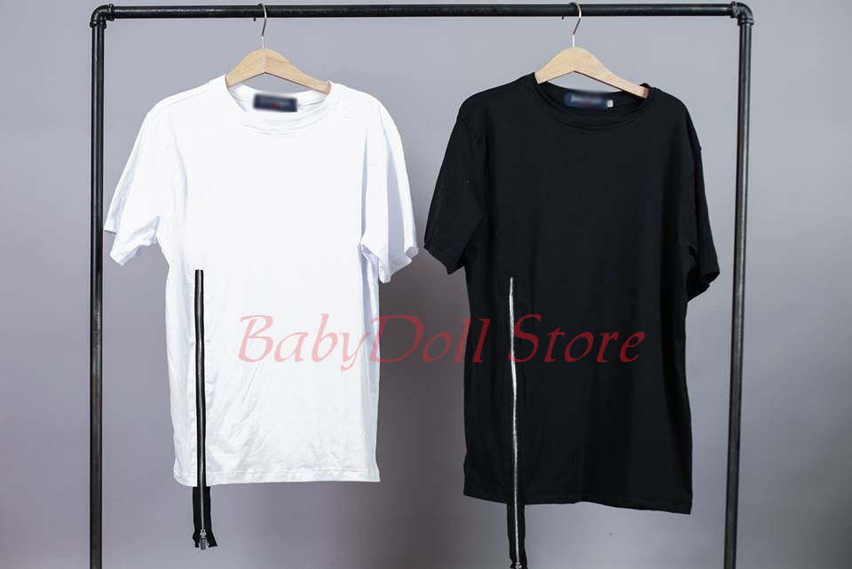 Áo thun nam phối zip sau lưng lai bầu