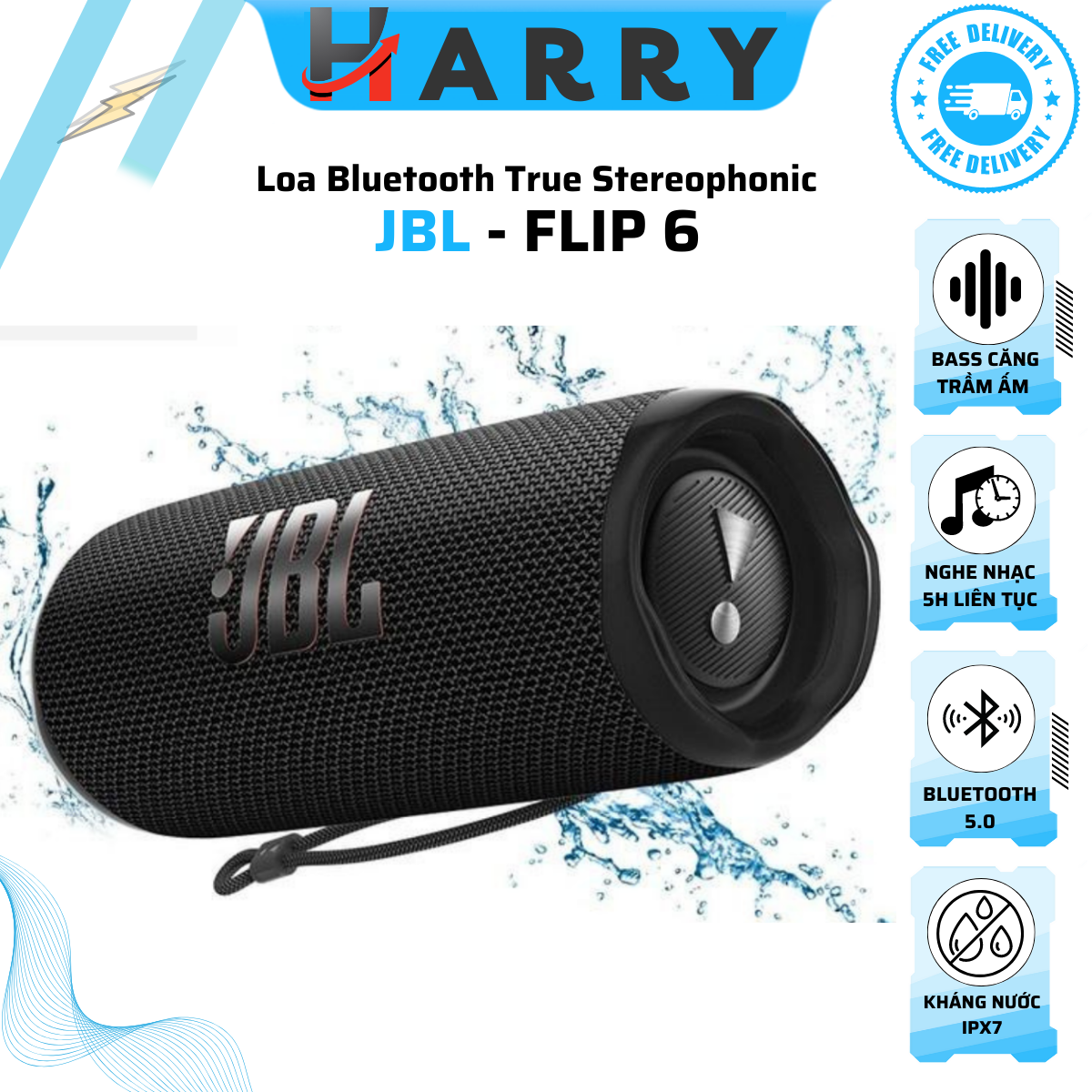 Loa Di Động . Loa Bluetooth JBL FLIP 6 {2023} . Loa Nghe Nhạc Karaoke Công Suất Lớn Bass Mạnh, Treble Rời, Sử Dụng Với Máy Tính, Vi Tính, LapTop, PC, TiVi BLuetooth 5.1 - Chống Nước, Chống Bụi IP67 - Cho Bạn Âm thanh Chân Thực....