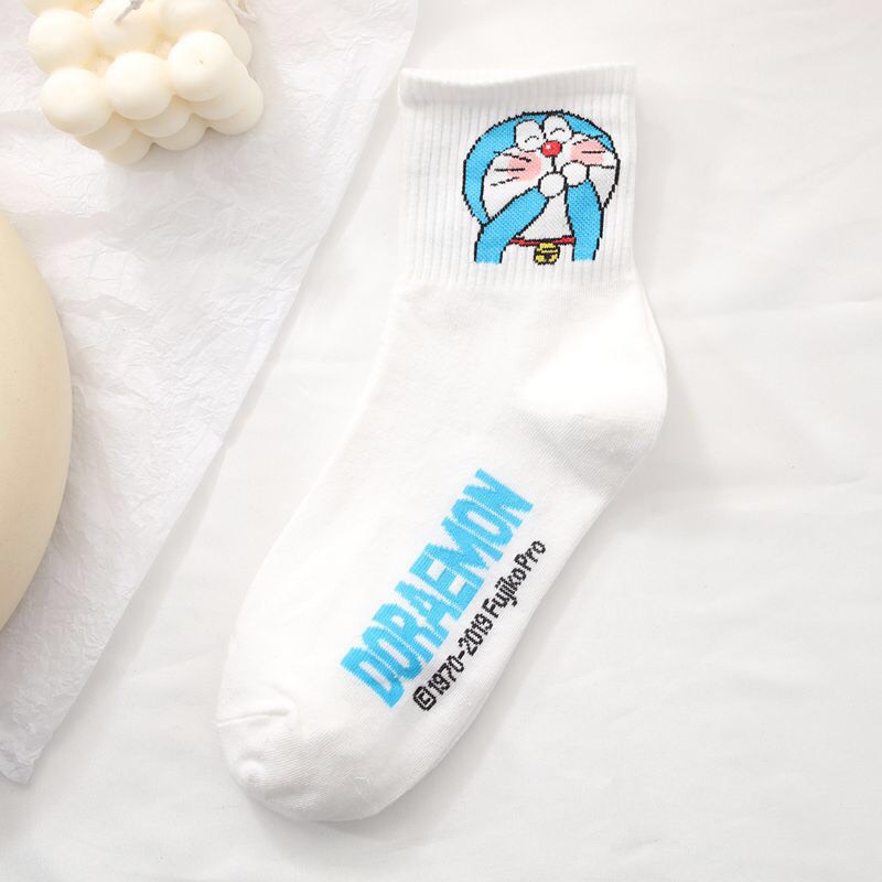 Combo 5 Tất Trắng Cao Cổ Doremon Doraemon (Xanh)