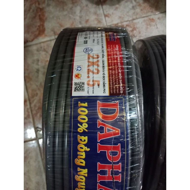 Dây điện đôi 2x1.5 & 2x2.5 bọc nhựa xám DAPHACO