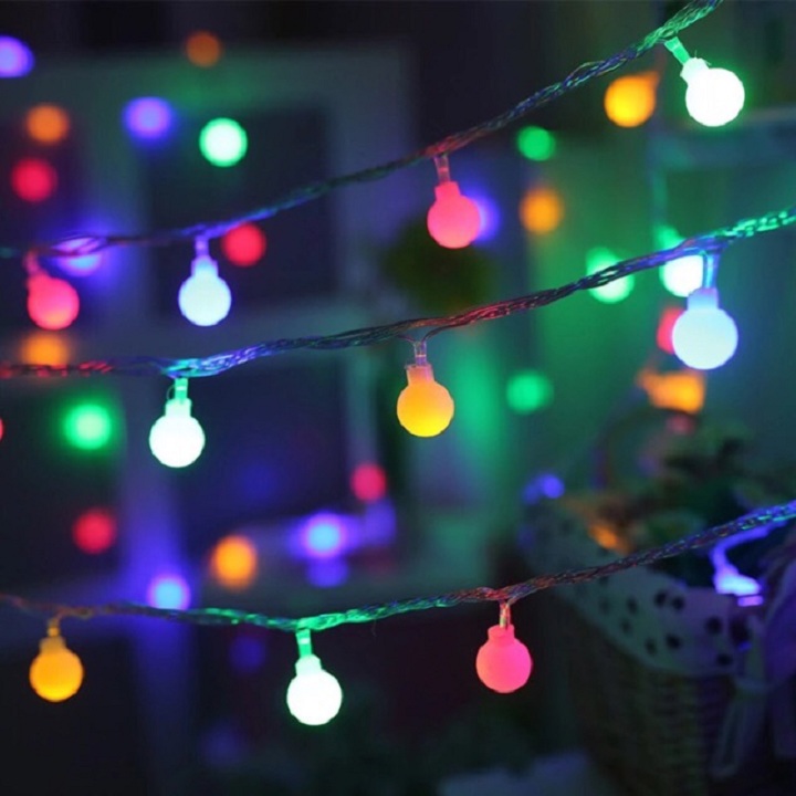Dây Đèn Cherry Ball 20 Bóng Nhiều Màu Dùng Pin AA