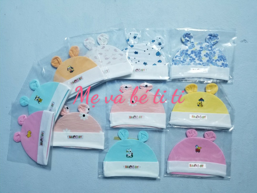 Nón sơ sinh chất cotton (10 cái) thoáng mát có 2 size cho bé