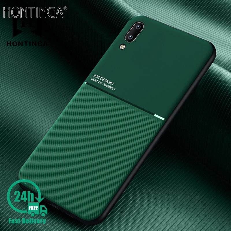 Hontinga Casing For Huawei Y7 Pro 2019 Case Slim Leather Texture Casing Fahion Slim Matte Protective Phone Case Cove Shockproof Cases Coque Handphone Case