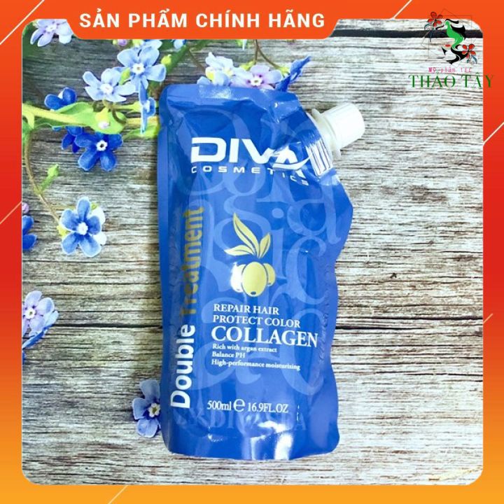 Hấp dầu collagen DIVA cho tóc khô hư tổn 500ml- Túi