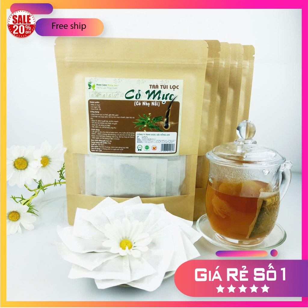 Trà Túi Lọc Cỏ Mực (Cỏ Nhọ Nồi) túi zip 90g - Giúp Bổ thận mát gan, ổn định huyết áp, lợi tim mạch, hỗ trợ điều trị rụng tóc, diệt khuẩn, tiêu viêm, ức chế ung thư, ...