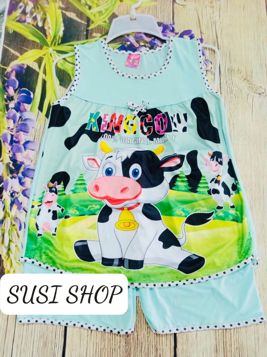 Bộ thun lạnh bé gái BÒ SỮA (Size 25-30kg)