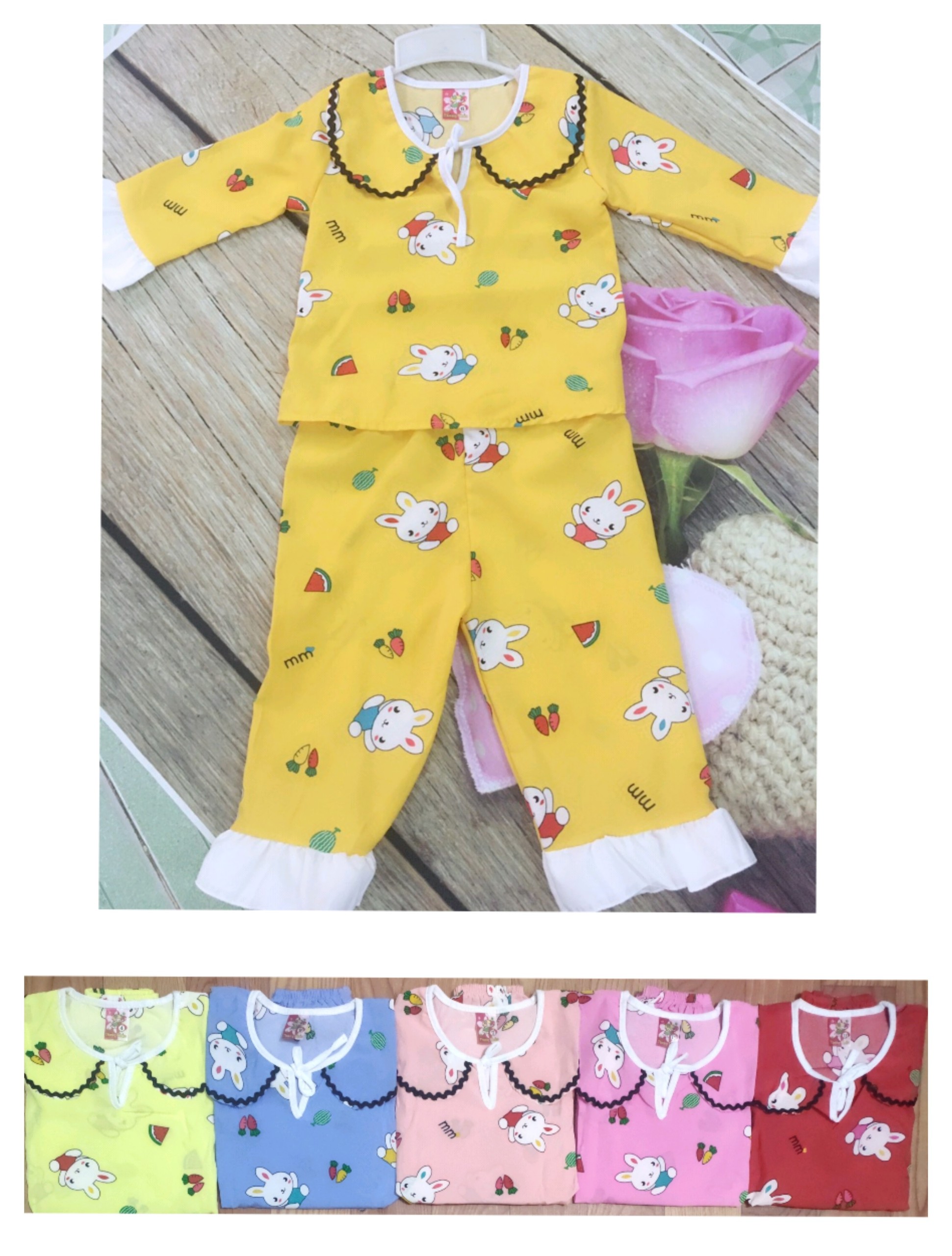 Bộ Lụa Tay Dài BÉ ( Giao màu ngẫu nhiên)