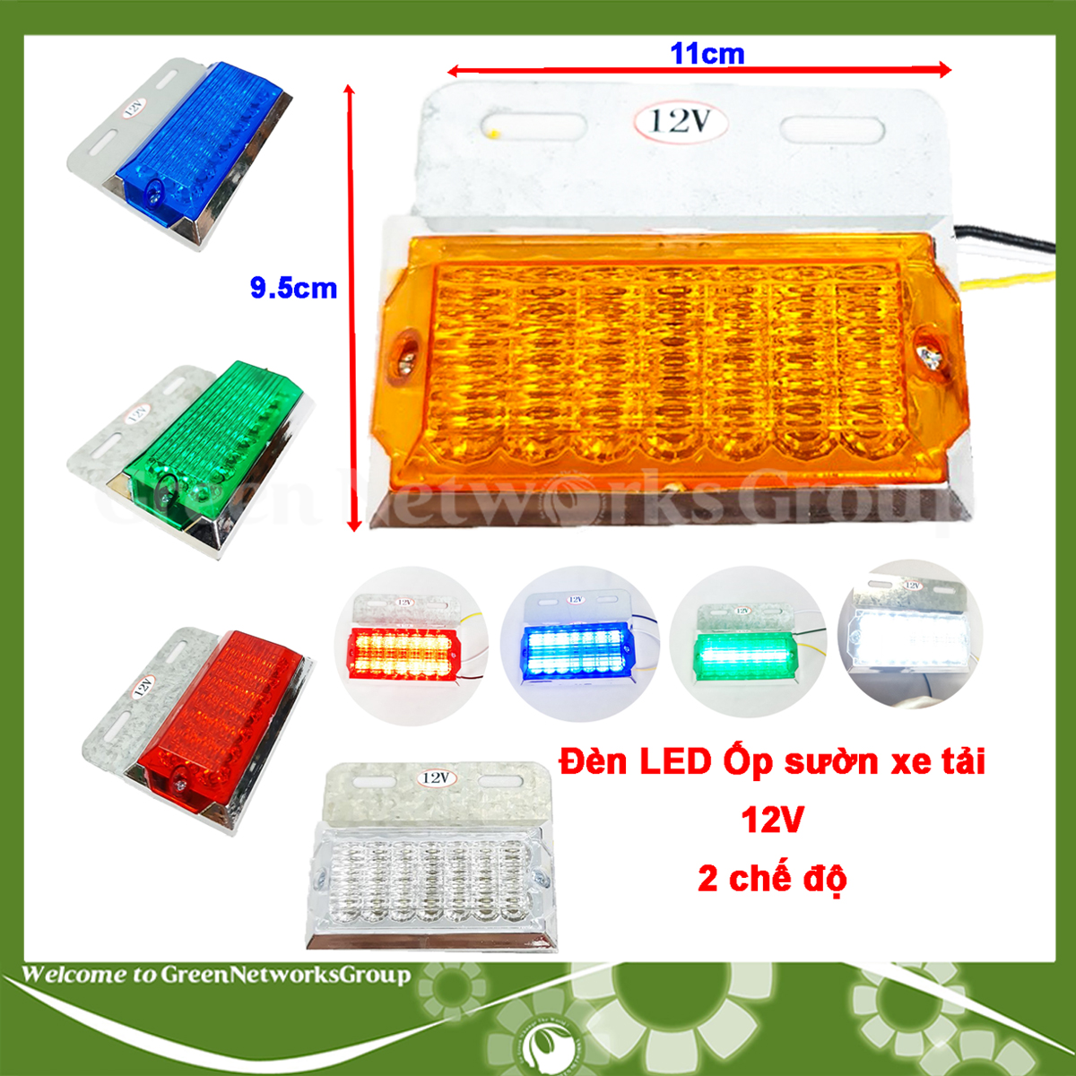 Đèn led ốp sườn hông xe tải và Container 2 chế độ loại công suất 12V -24V siêu sáng Greennetworks ( 1 đèn )