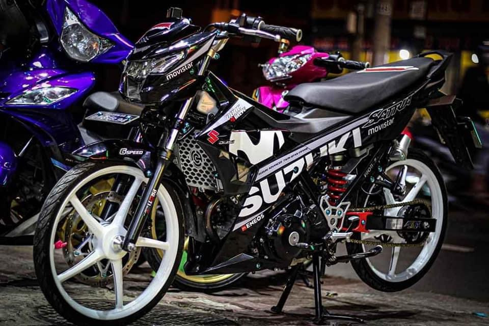Tem Rời Satria mẫu movistar màu đen trắng
