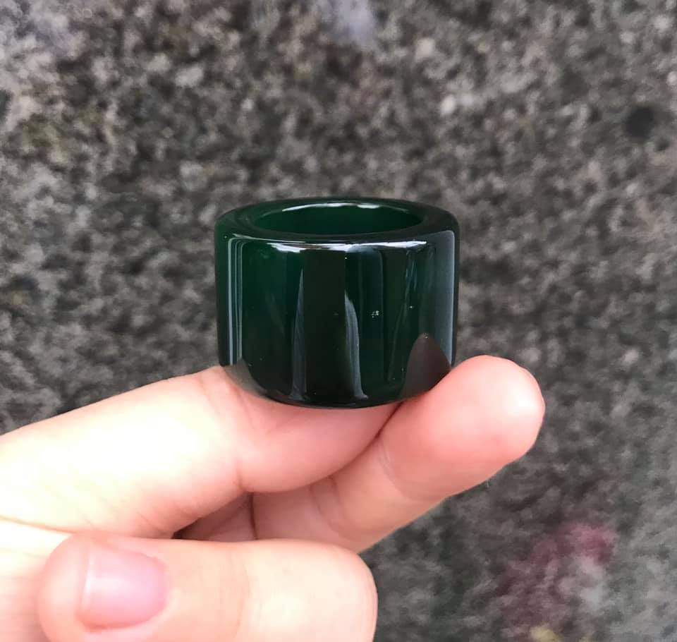 [HCM]NHẪN CÀN LONG BẢN VUÔNG ĐÁ MÃ NÃO XANH