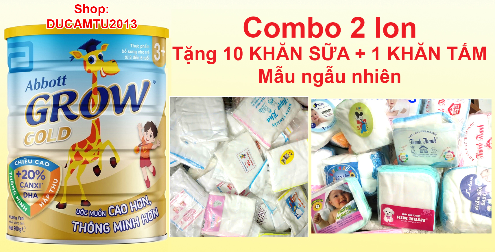 COMBO 2 lon sữa bột Abbott Grow 3+ 900g HSD 1-2025