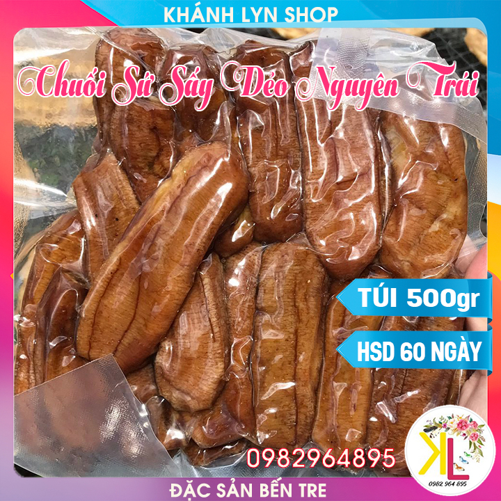 Chuối Sứ Sấy Dẻo Nguyên Trái - Túi Hút Chân Không 500g - Đồ ăn vặt NGON BỔ RẺ TỐT cho sức khỏe