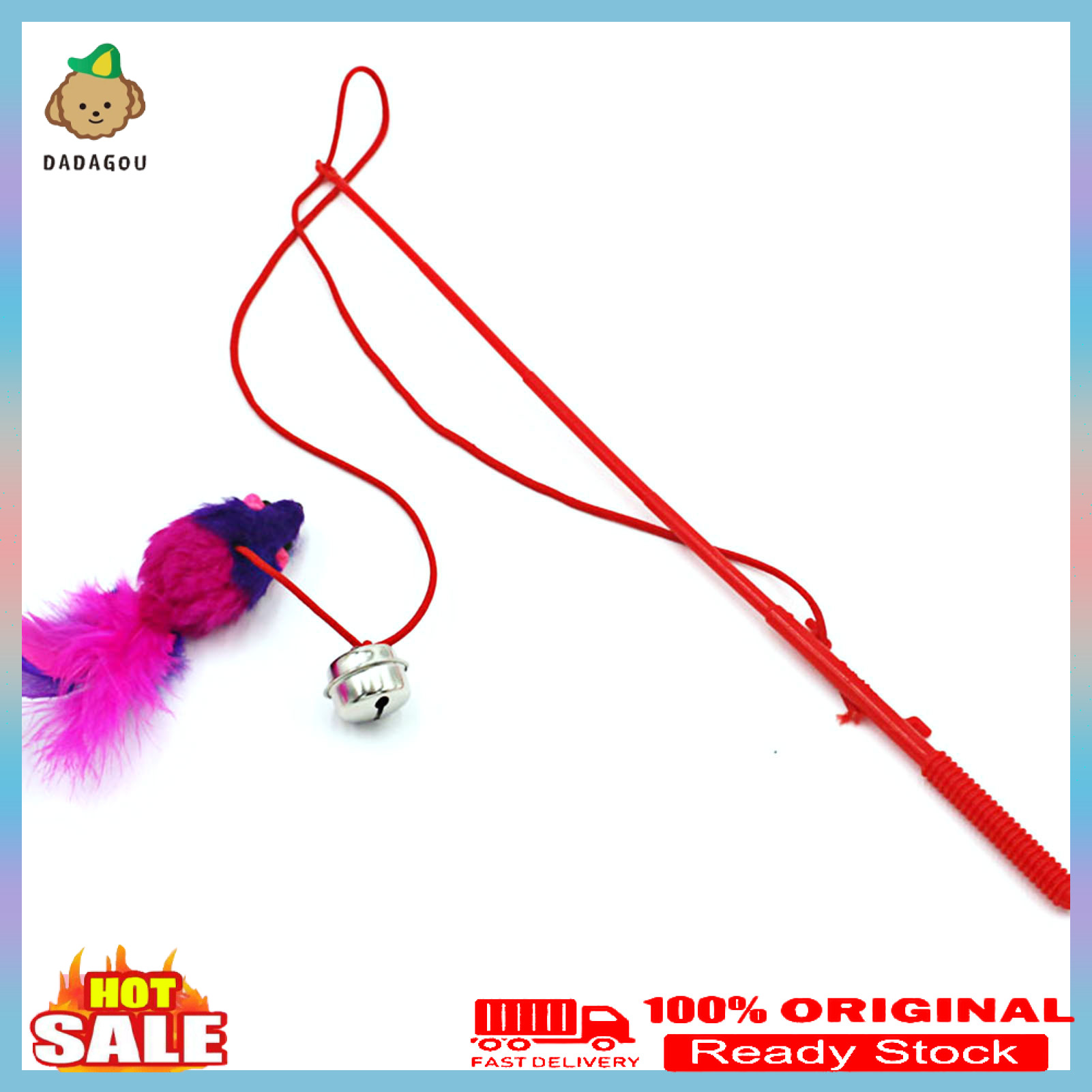 Teaser Stick Mouse Shape Interactive Plastic Cat Teaser Stick for Indoor