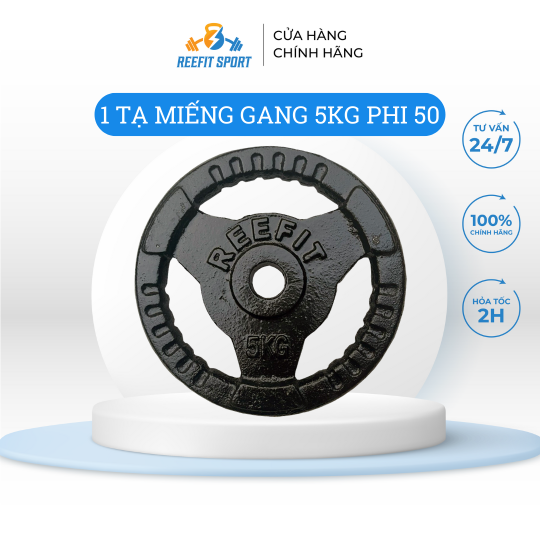 Tạ miếng tạ bánh gang 3 lỗ tròn 5kg phi 50