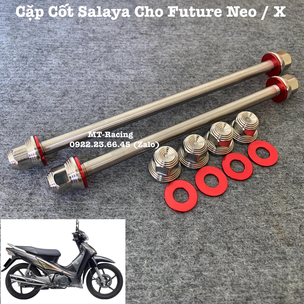 Cốt Bánh Salaya Mẫu Thái Cho Future Neo Chuẩn Inox304 Siêu Sáng Kèm Lông Đền Nhôm Đỏ