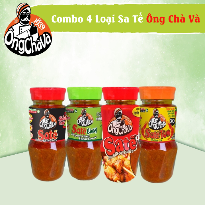 Ong cha va - sate collection; "hot satay 115g + extra hot satay 90g + shrimp satay 90g + vegetarian satay sauce 90g"