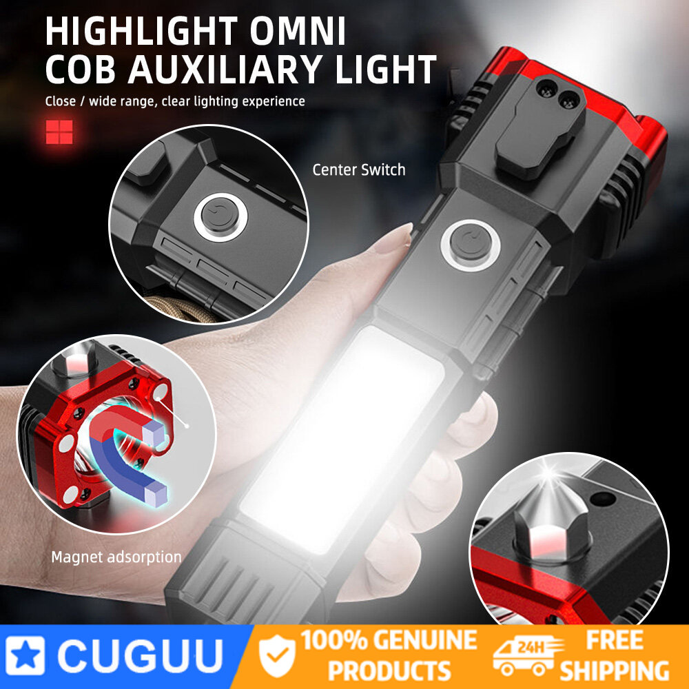 CUGUU Đèn Pin Di Động 4 Chế Độ Ánh Sáng Cao Có Thể Sạc Lại USB Đèn Pin T * Actical Công Suất Cao Ánh Sáng Mạnh Đèn Pin LED Chiếu Sáng Chống Nước Ngoài Trời