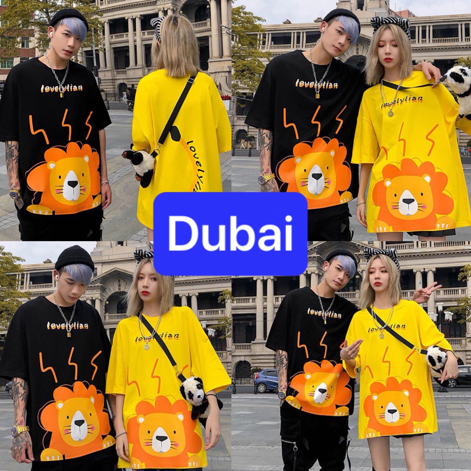 ÁO THUN NAM NỮ UNISEX ĐEN VÀNG SƯ TỬ HOẠT HÌNH HOKKAIDO FORM RỘNG TAY LỠ HOT TREND MẠNH MẼ SÀNH ĐIỆU VẢI DÀY MIN - DUBAI FASHION