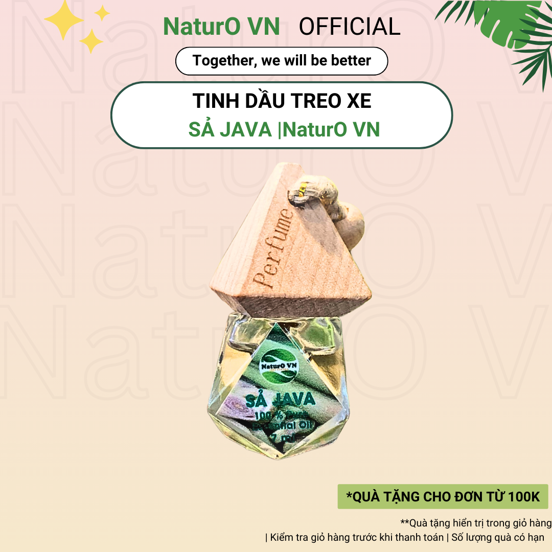 Tinh dầu thiên nhiên treo xe sả java, thơm phòng naturo vn sả java 7ml treo xe | nhập khẩu ấn độ |