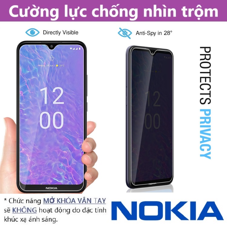 Cường lực Chống nhìn trộm Nokia C110 / C210 (Full Màn, Full Keo)