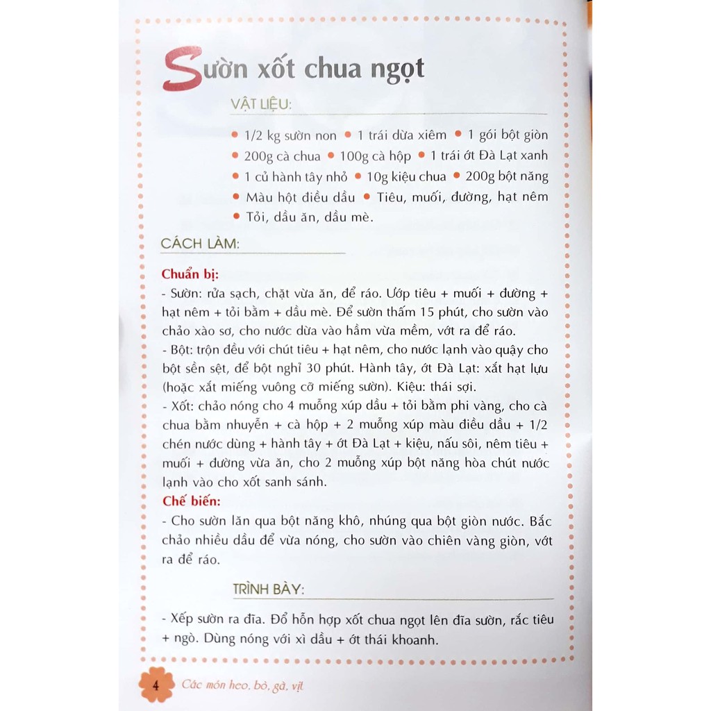 Sách - Các Món Heo, Bò, Gà, Vịt (Tái Bản) (VT)