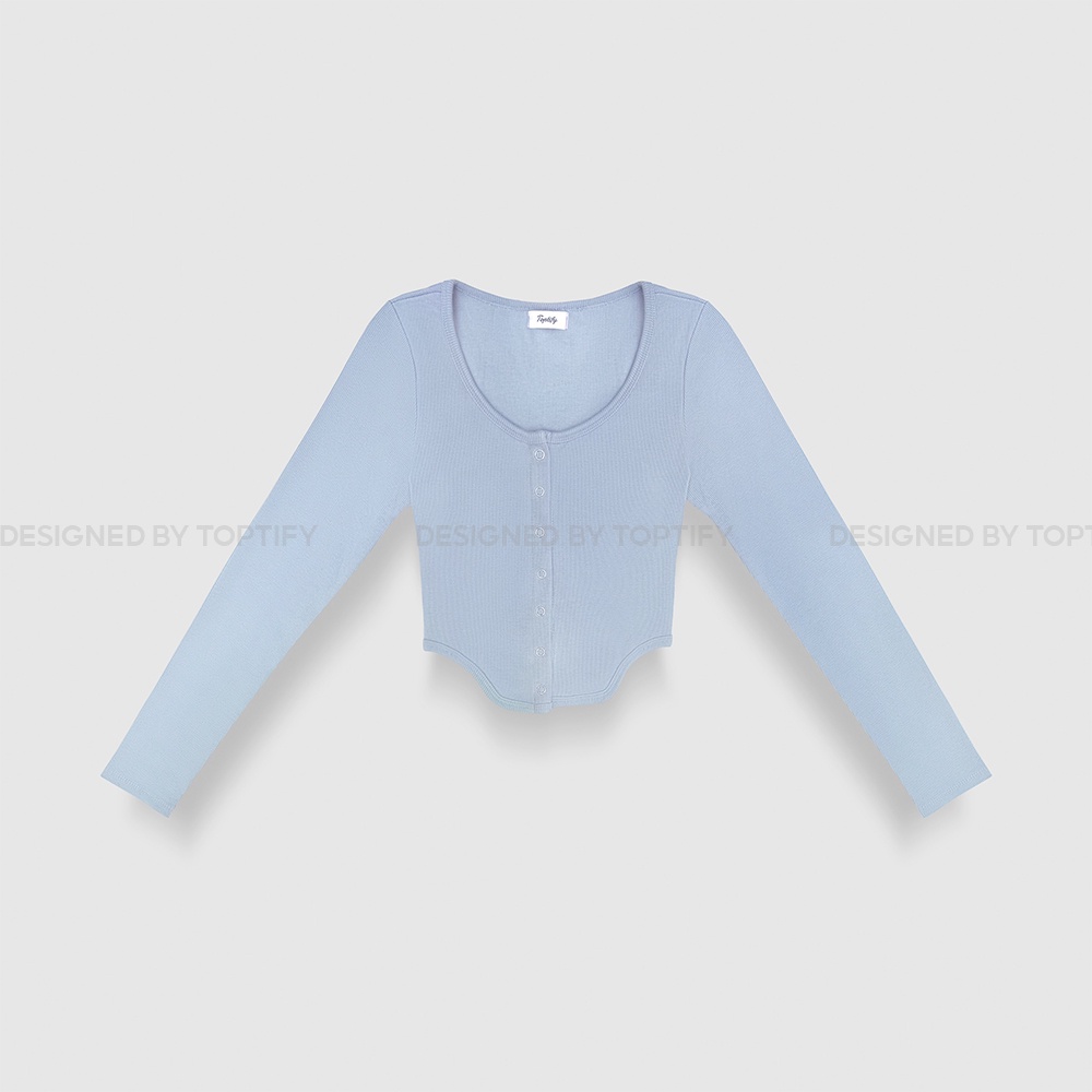 Áo croptop nữ body dài tay toptify khoét eo phối nút bấm debut top ac160