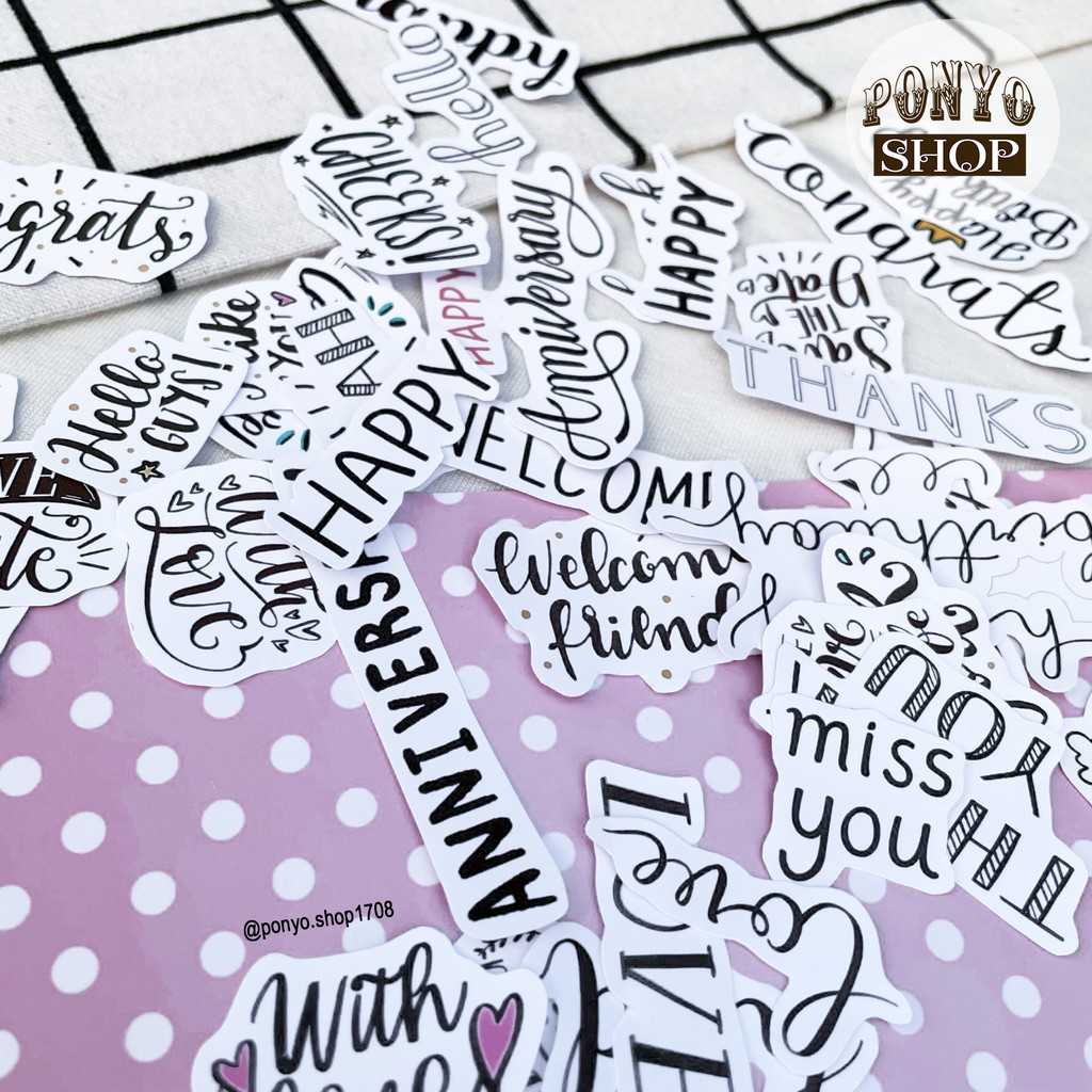 💗 Set 40 sticker 𝐁𝐞𝐬𝐭 𝐖𝐢𝐬𝐡𝐞𝐬 - Happy anniversary (cắt sẵn) trang trí sổ tay